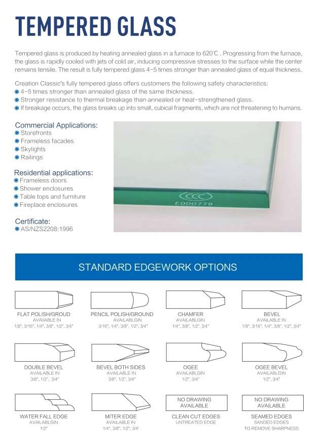 Ultra Clear Tempered Glass with Ce and CCC Certificated