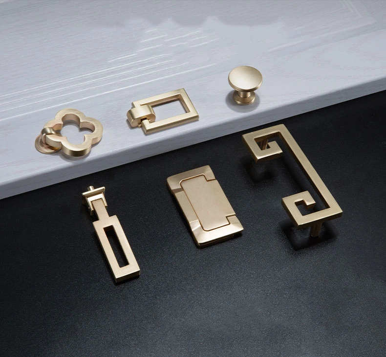 Chinese Style Antique Wardrobe Drawer Cabinet Door Handle Zinc Alloy Imitation Brass Brushed Furniture Handle